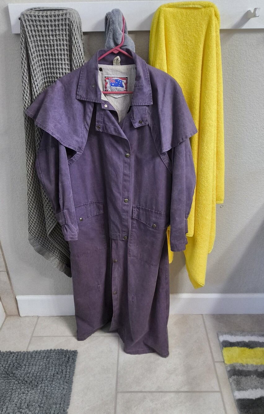 Long Purple Denim Duster with Cape Collar